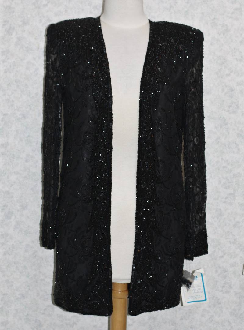Jtrimming Vintage Schiere Langarm Jacke Handarbeit Perlen Auf Spitze Stil 141 von Jtrimming
