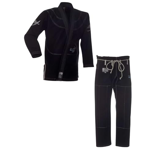 Ju-Sports BJJ Anzug Pearl Competition superlight Black A2 I Superleichter Brazilian Jujutsu Anzug mit kontrastierenden Nähten & edlen Stickverzierungen I BJJ Gi Herren I 100% Baumwolle von Ju-Sports