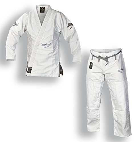 Ju-Sports BJJ Anzug Pearl Competition superlight Weiß A2 I Superleichter Brazilian Jujutsu Anzug mit kontrastierenden Nähten & edlen Stickverzierungen I BJJ Gi Herren I 100% Baumwolle von Ju-Sports