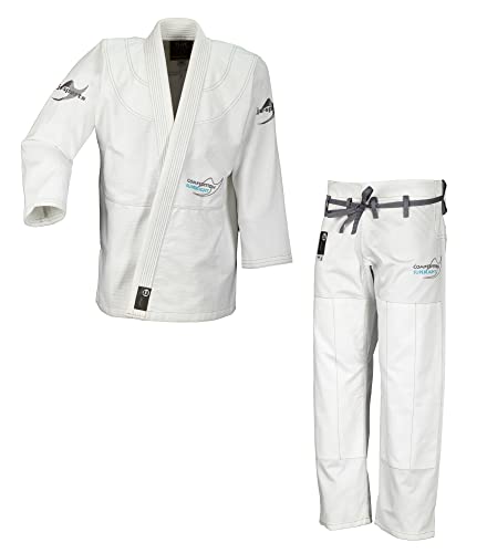 Ju-Sports BJJ Anzug Pearl Competition superlight Weiß A3 I Superleichter Brazilian Jujutsu Anzug mit kontrastierenden Nähten & edlen Stickverzierungen I BJJ Gi Herren I 100% Baumwolle von Ju-Sports