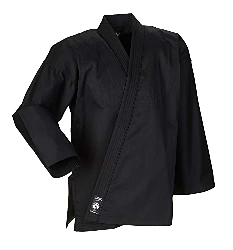 Ju-Sports Element Jacke Schwarz regular cut 160 I Judoanzug Jacke Kinder & für Erwachsene I Judogi Jacke aus langlebigem Mischgewebe I Doppelt verstärkter Schulter- & Brustbereich von Ju-Sports