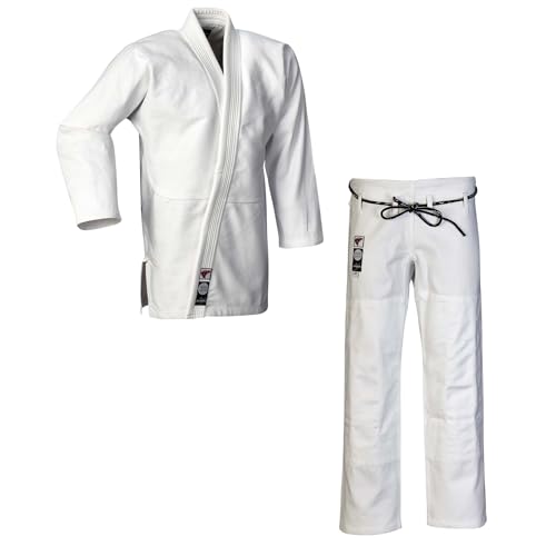 Ju-Sports Ju-Jutsu Anzug Pearl Pure Weiß A5 I Edler Jujutsu Anzug für Erwachsene I Klassisch schmaler BJJ Gi Herren I Doppelt verstärkter Brust- & Schulterbereich I 100% Baumwolle von Ju-Sports