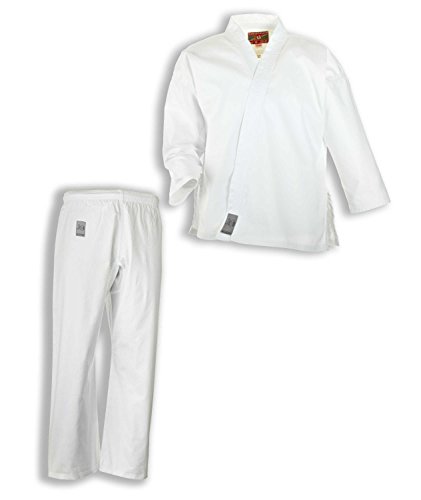 Ju-Sports Karate Anzug Bonsai Weiß 150 I Klassischer Karateanzug speziell für Kinder I Karate Kimono inkl. weißem Gürtel I Hose mit Kickzwickel & Elastikbund von Ju-Sports