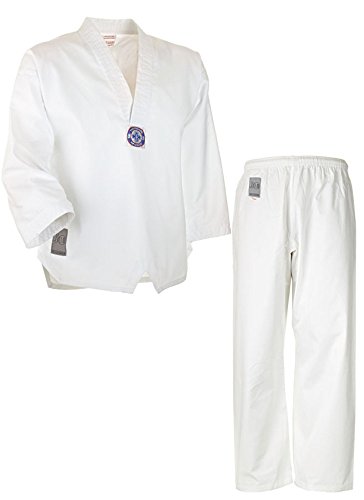 Ju-Sports Taekwondo Anzug Bonsai Weiß 120 I Dobok Taekwondo speziell für Kinder I Taekwondo Kimono inkl. weißem Gürtel I Hose mit Kickzwickel I 100% Baumwolle von Ju-Sports