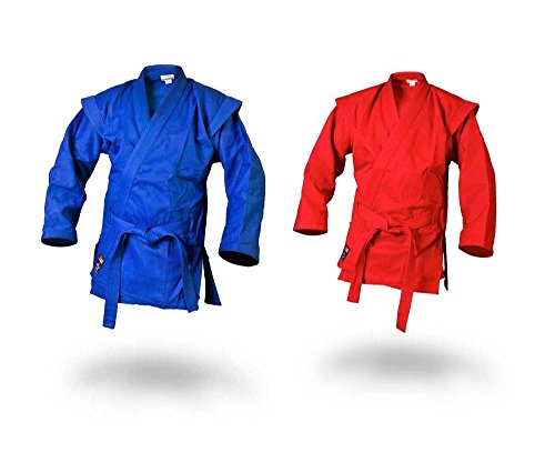 Ju-Sports Sambo Jacke - Kurtka - Rot 190 I Klassische Sambojacke inkl. Gürtel I Robuste Jacke im Kurtka-Schnitt mit Schulterabsätzen & Gürtelschlaufen I 100% Baumwolle von Ju-Sports