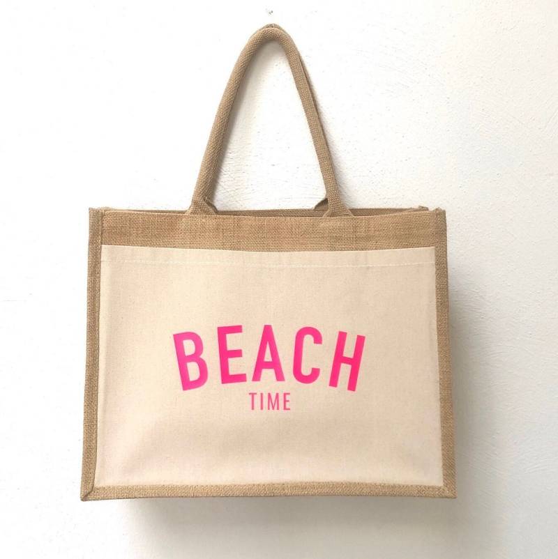 Jutetasche, Shopper, Beachbag, Strandtasche, Beachtime, Summerfeeling, 42x33x19 cm von JuArt2Werkstatt