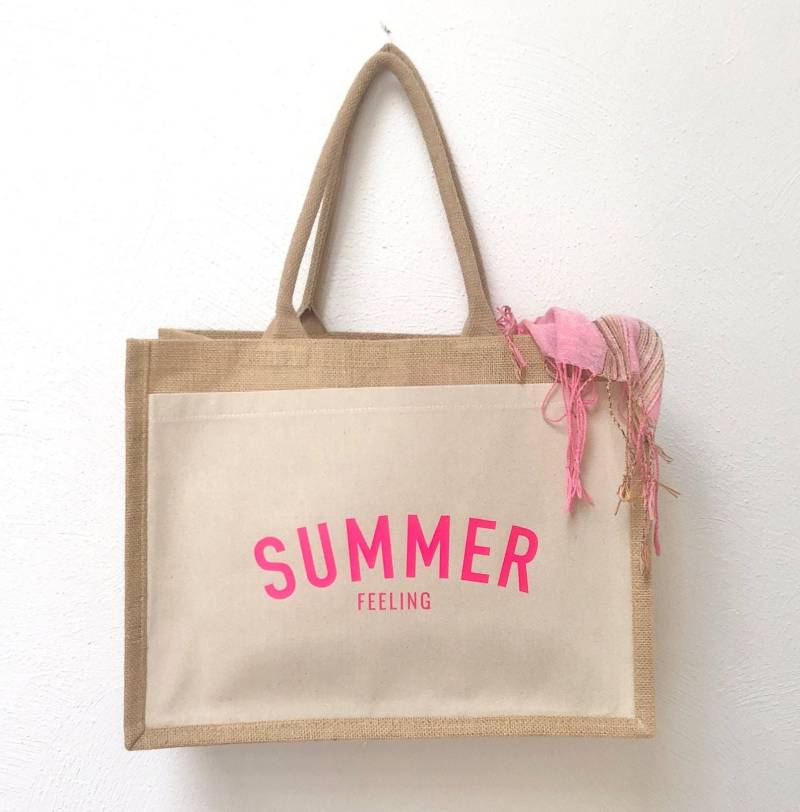 Jutetasche, Shopper, Beachbag, Strandtasche, Summerfeeling, 42x33x19 von JuArt2Werkstatt