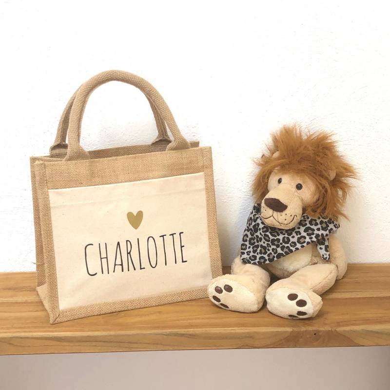 Kleine Jutetasche Personalisiert, Shopperbag Mit Namen, Shoppertasche, Für Die Kleinen, Mini Bag, Partnerlook Mama von JuArt2Werkstatt