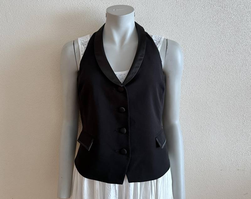 Damen Weste Schwarze Frauen Offener Rücken Ausgestattet Steampunk von JuJuVintageFinds