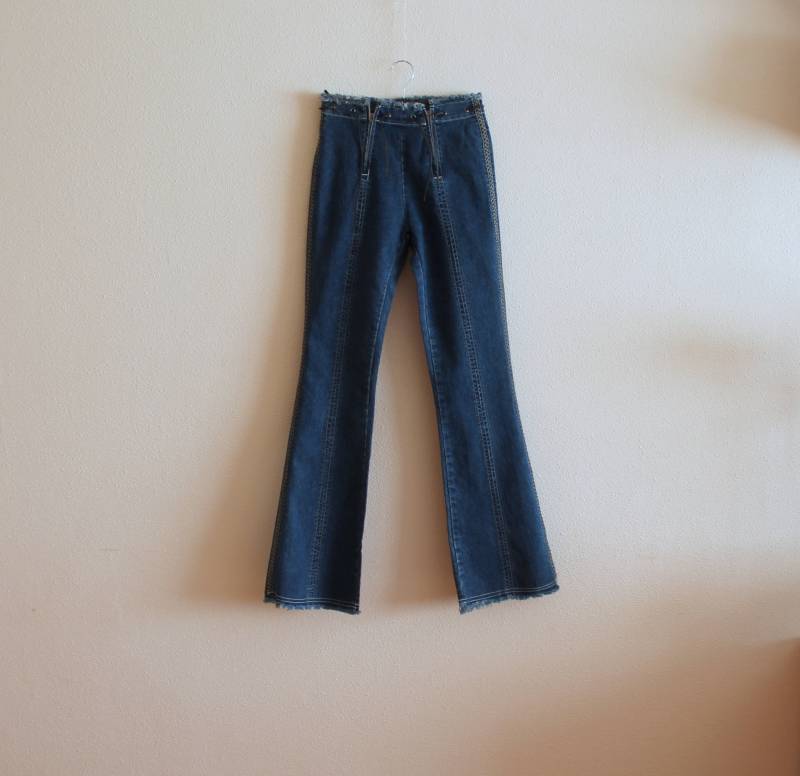 Vintage-Denim Hose Frauen Jeans Blau Denim Boho Hippie Jean Hoher Taille von JuJuVintageFinds