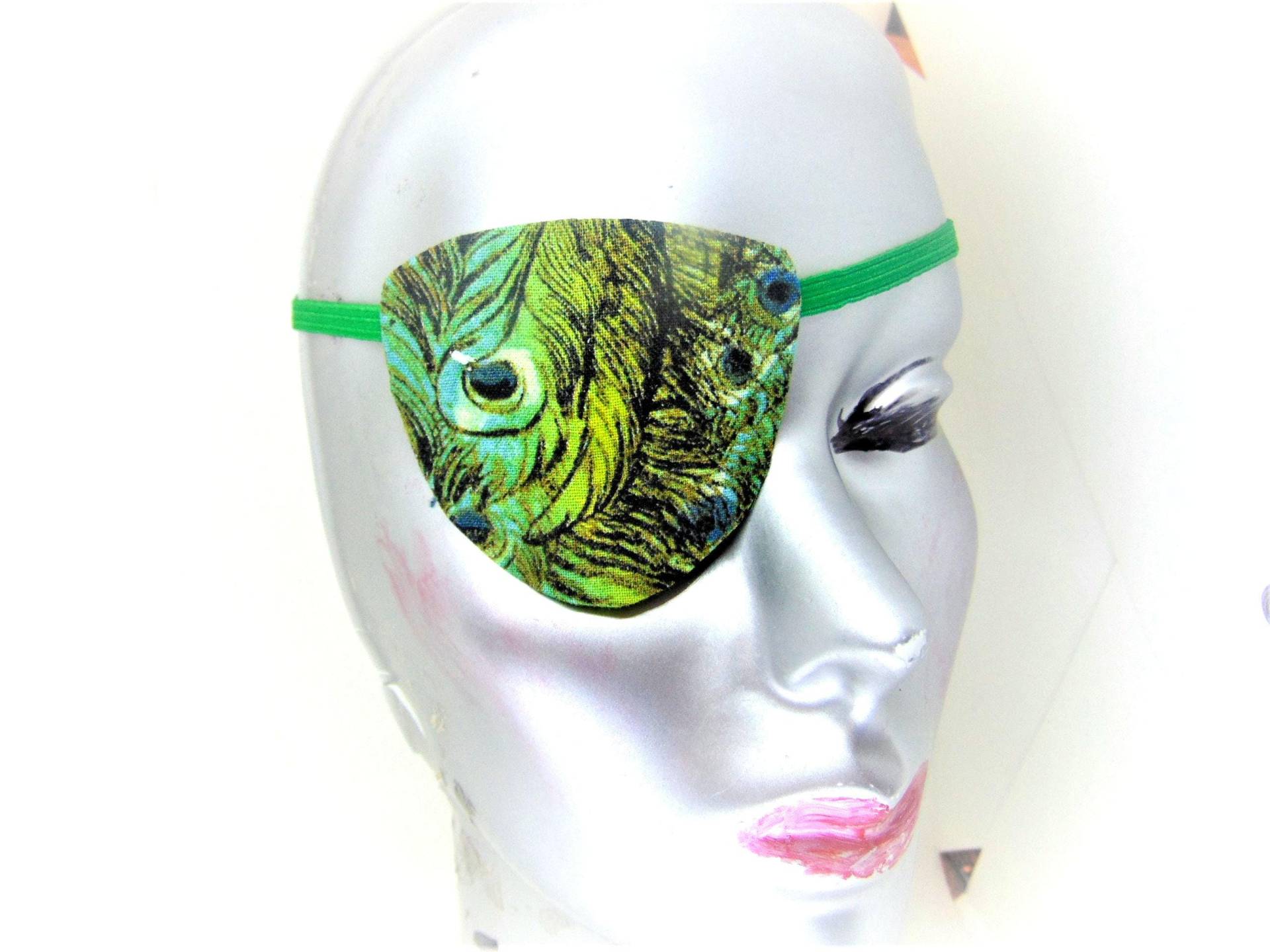 Pfauenfedern Augenklappe Handgefertigte Augenklappe Aus Baumwolle von JuLLuJ