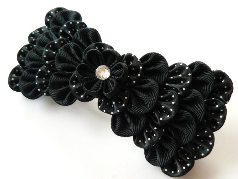 Schwarz Kanzashi Blumen Haarspange Ripsband Haarspange von JuLVa