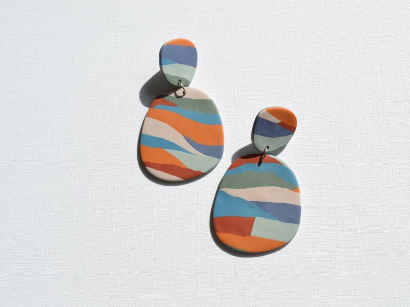 Große Statement Ohrringe Im Streifenmuster, Inspiriert Von Bergen von JuMaHandmades