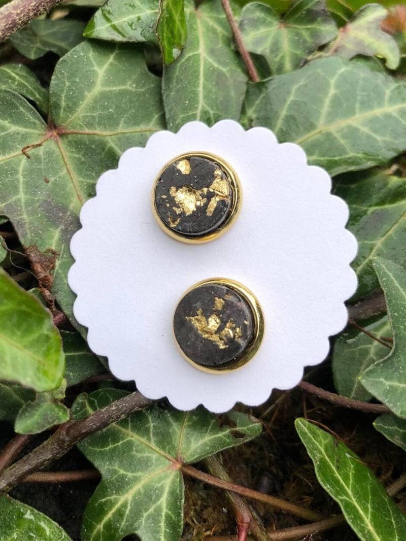 Ohrringe Aus Beton, Schwarz-Gold Ohrringe Aus Beton, Schwarz-Gold von JuMaKunst