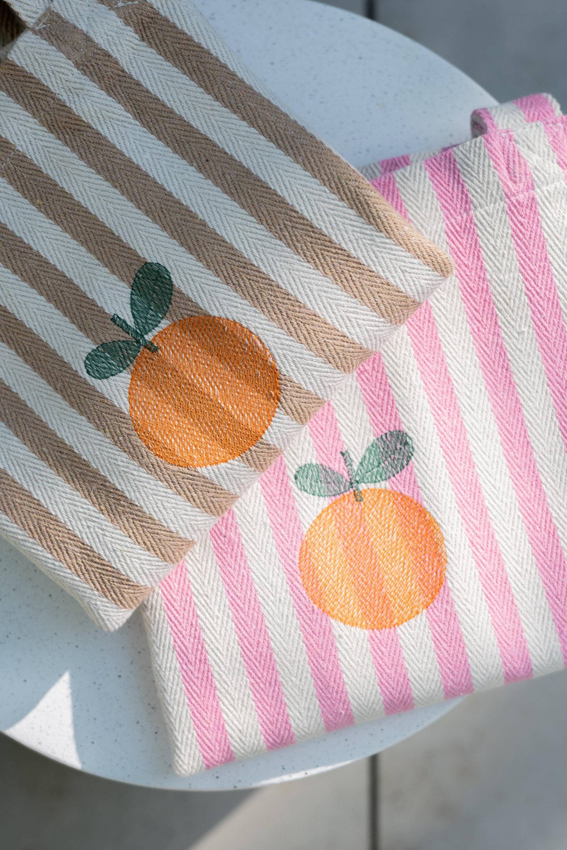 Shopper Stripes - Tasche Aus Baumwolle Mit Bestickung Orange von JuNemadewithlove