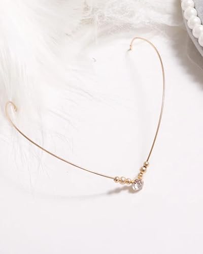 JuPaRo Haarreif für den Hinterkopf, Haarband, Brauthaarschmuck, Haarschmuck offene Frisur, Haarschmuck hinten, romantischer Haarreif Gold (Design 1, Uni) von JuPaRo