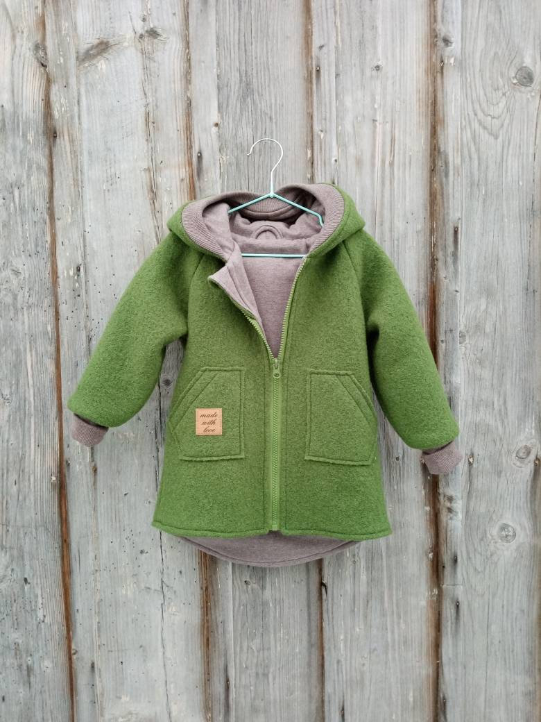 Walkmantel/Wollwalkjacke Für Kinder Ab Größe 62-68 Bis 140-146 Mit Baumwoll Futter von JuTTanDE