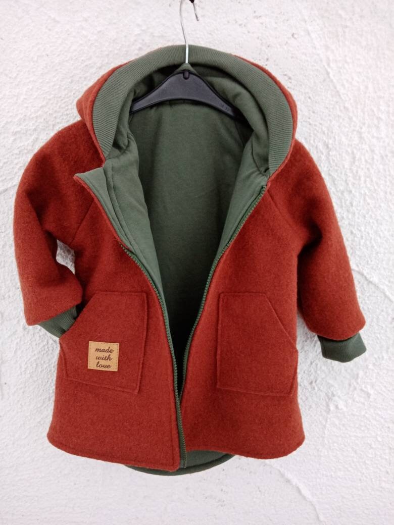Walkmantel/Wollwalkjacke Für Kinder Rostbraun, Ab Größe 62-68 Bis 140-146 Mit Baumwoll-Sweat Futter Gr92-98 Sofort Lieferbar von JuTTanDE
