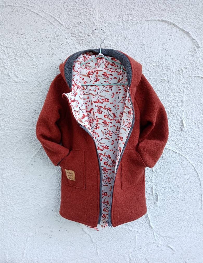 Walkmantel/Wollwalkjacke Für Kinder Rostbraun, Mit Baumwoll-Jersey Futter. Größe 134 -140. Sofort Lieferbar von JuTTanDE