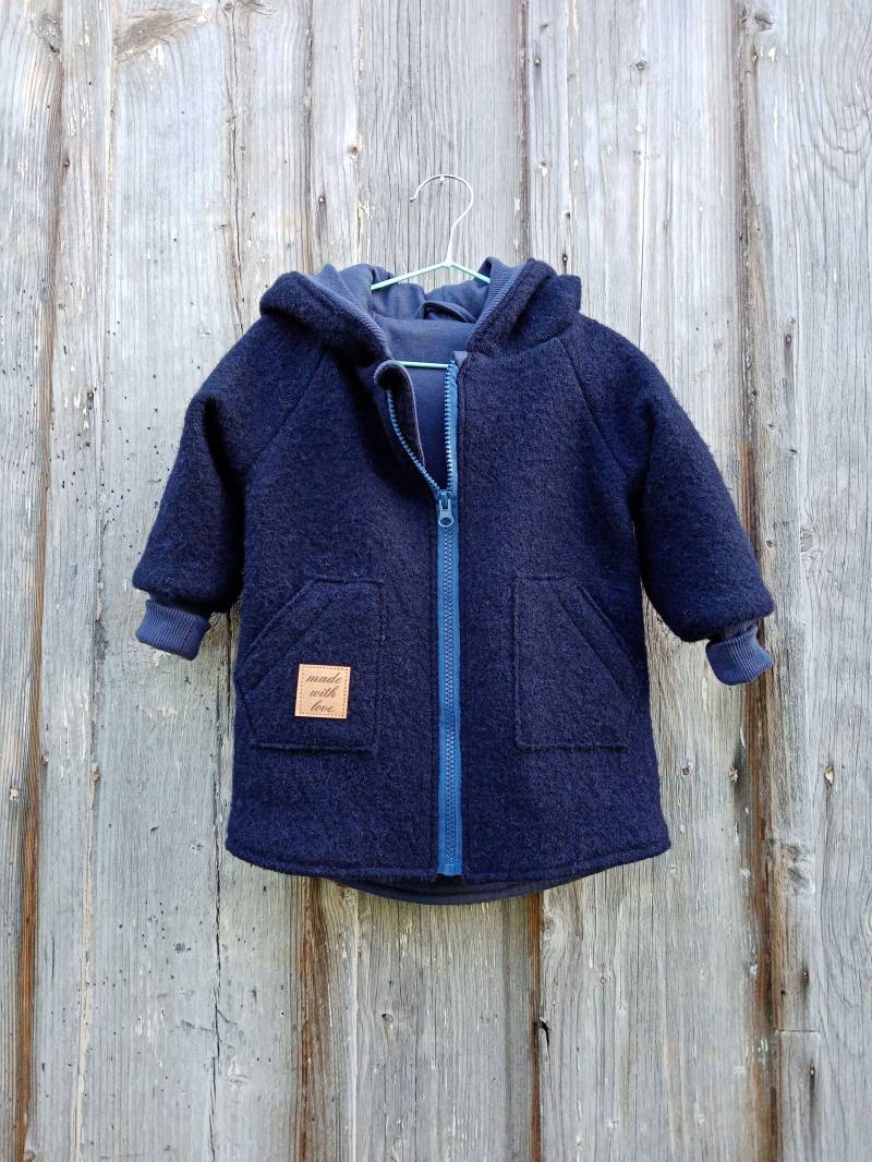 Walkmantel /Walkjacke Für Kinder Dunkelblau Ab Größe 62-68 Bis 140-146 Mit Baumwollfutter von JuTTanDE