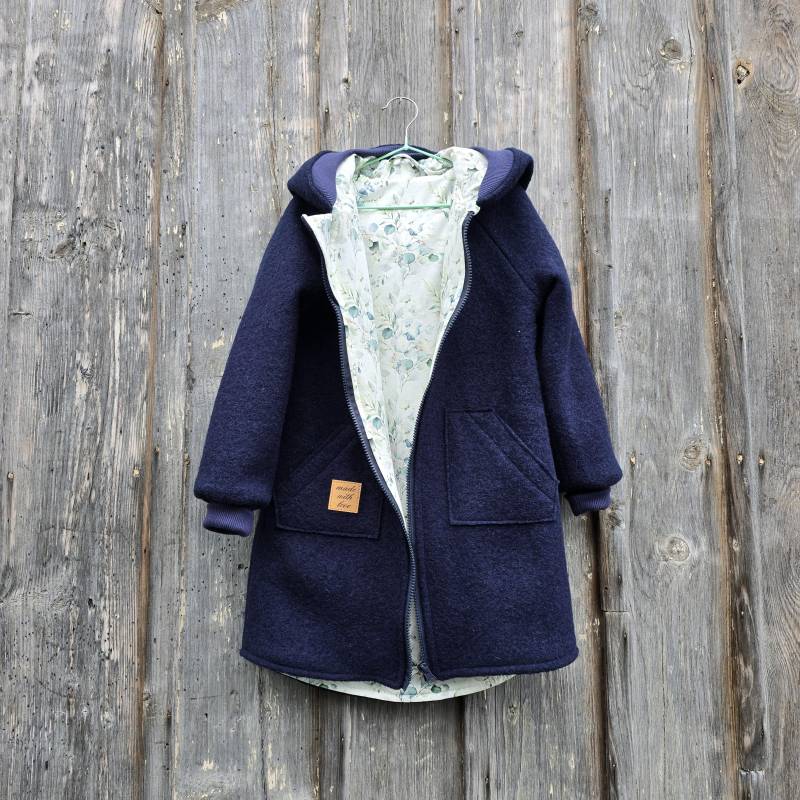 Walkmantel /Wollwalkjacke(Fotodunkelblau Für Kinder Ab Größe 62-68 Bis 140-146, Mit Baumwolle-Jersey Oder Baumwolle-Sweat von JuTTanDE