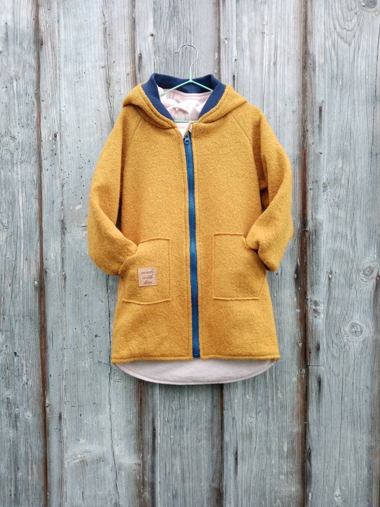 Walkmantel /Wollwalkjacke Senfgelb Für Kinder Mit Baumwoll Futter. Gr 110-116. Sofort Lieferbar von JuTTanDE