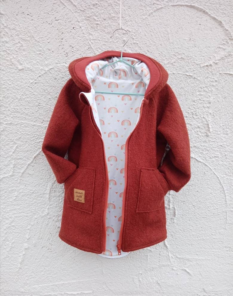 Walkmantel Wollwalkjacke Für Kinder Rostbraun, Mit Baumwoll Futter. Gr 98-104 Sofort Lieferbar von JuTTanDE