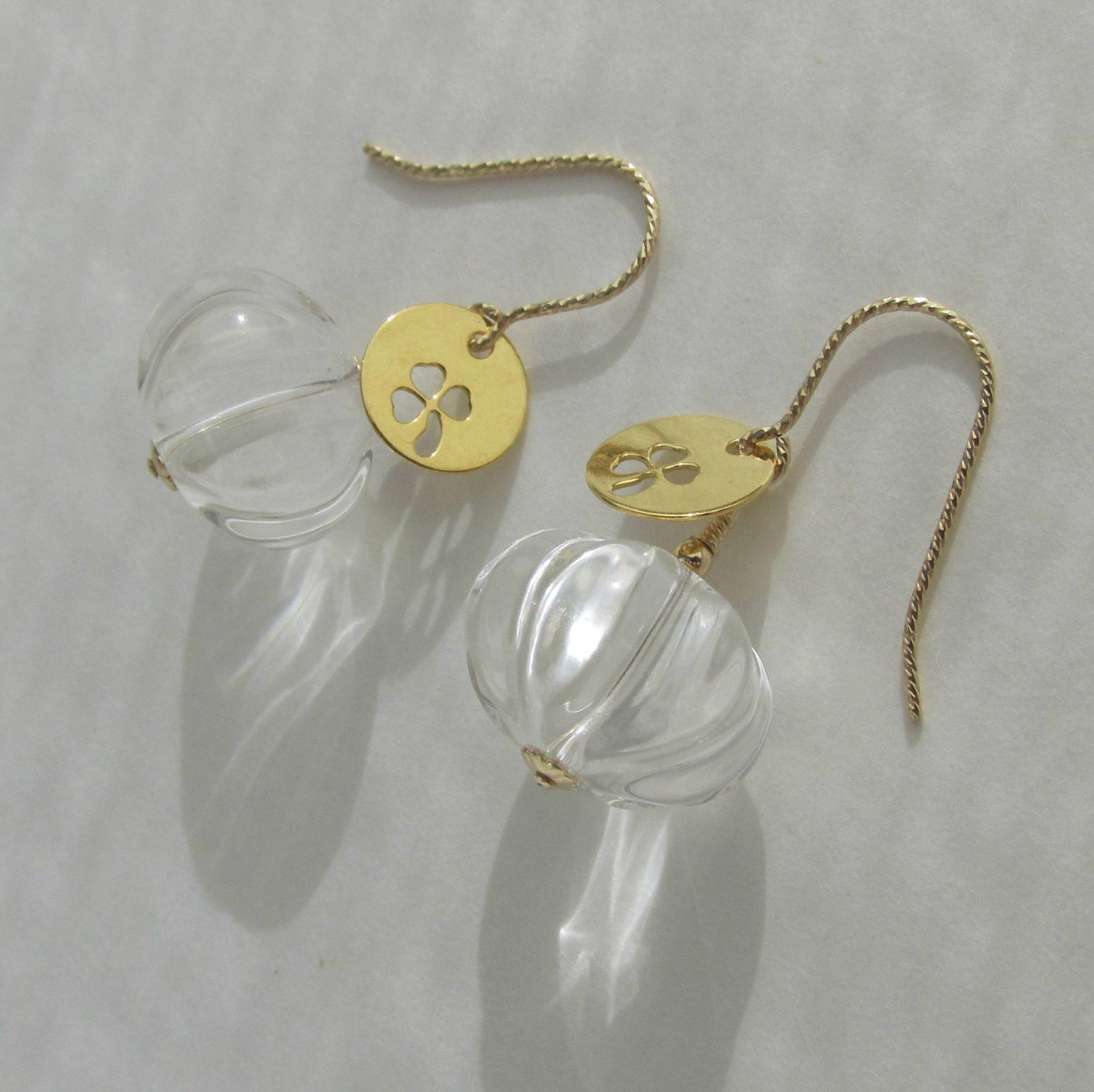 Klare Bergkristall Ohrringe, 14 K 585 Vergoldetes 925 Sterling Silber, Transparent Edelsteine Klare Bergkristall Ohrringe, 14 K 585 Vergoldetes 925 Sterling Silber, Transparent Edelsteine von JuanDelRioDesigns