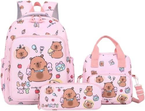 Grundschule Kinder drei bis sechs Klassen Schultasche drei Sätze Cartoon niedliche Schulter Handtasche Multi-Funktions-Umhängetasche (Blau,Einheitsgröße) von Juankrynord