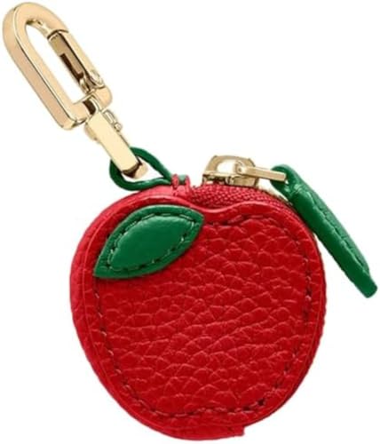 Niedliche Y2K Erdbeere Schlüsselanhänger mit Reißverschluss Rucksack Kawaii Obst Form Schlüsselanhänger Mini Brieftasche Charms Geschenk für Mädchen Mama Freunde (Apfel,Einheitsgröße) von Juankrynord