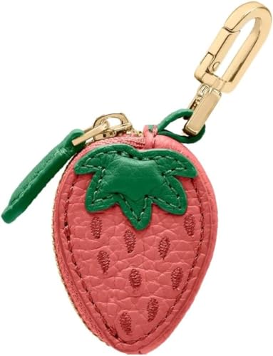 Niedliche Y2K Erdbeere Schlüsselanhänger mit Reißverschluss Rucksack Kawaii Obst Form Schlüsselanhänger Mini Brieftasche Charms Geschenk für Mädchen Mama Freunde (Erdbeere,Einheitsgröße) von Juankrynord