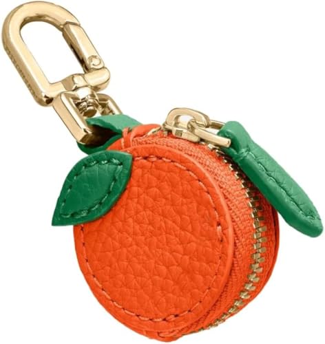 Niedliche Y2K Erdbeere Schlüsselanhänger mit Reißverschluss Rucksack Kawaii Obst Form Schlüsselanhänger Mini Brieftasche Charms Geschenk für Mädchen Mama Freunde (Orange,Einheitsgröße) von Juankrynord