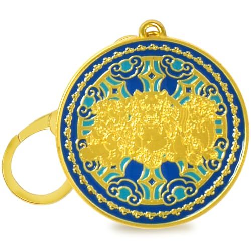 Feng Shui Drei Himmlische Wächter Schlüsselanhänger Harmonie Reichtum Porsperität Erfolg Zen Amulett Chinesische Kunst W5474, blau, 12 * 4.5cm von Juanxian