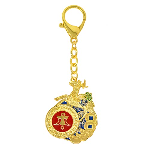 Juanxian FengShui W4950 Amulett mit 100 Segnungen, energetischer Hirsch, Reichtum, Gelb von Juanxian