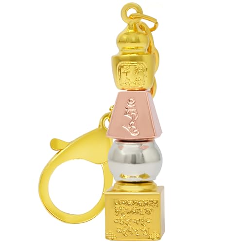 Juanxian 2024 Schlüsselanhänger Gold Pagode Fengshui Anhänger alte chinesische Kunst Schlüsselanhänger Ringe Zubehör Ästhetik für Autoschlüssel w5507 von Juanxian