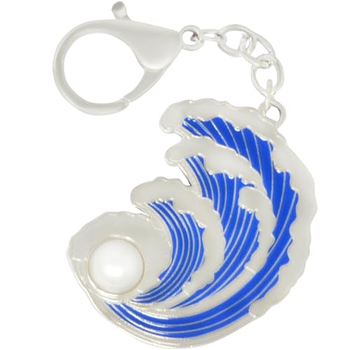 Juanxian Feng Shui Schlüsselanhänger Wasserwelle mit lila Perle Schlüsselanhänger Harmonie Reichtum Wohlstand Erfolg Amulett Neujahr Geschenk W5509, blau, 12.5*5cm von Juanxian