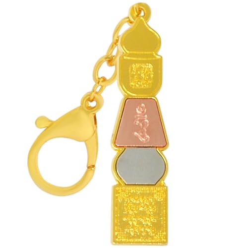 Juanxian Feng Shui Schlüsselanhänger, weißer Regenschirm, Göttin, Pagode, Schlüsselanhänger, Harmonie, Amulett, Reichtum, Glück, Neujahr, Zen-Geschenk, W5508, mehrfarbig, 13*1.7cm von Juanxian