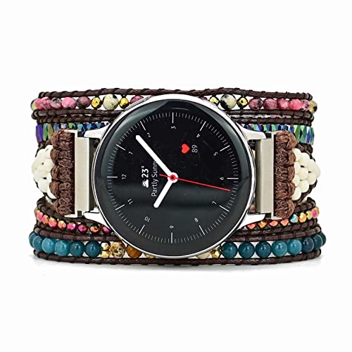 Boho Beaded Wraps Band Kompatibel mit Samsung Galaxy Watch 6 Band Classic 47/43/44/40mm,Frauen Männer 20mm Handmade Beaded Band für Galaxy Watch 5 Pro 45mm/3 41mm (M(20mm), B) von Juaupepo