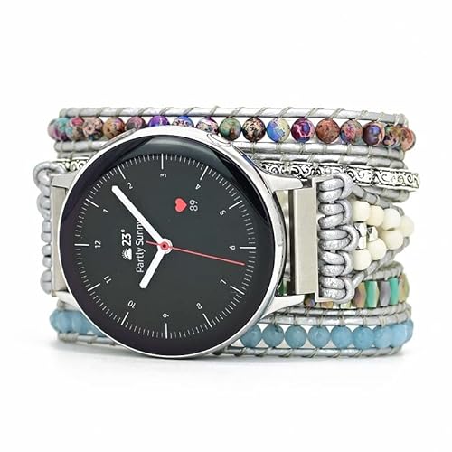 Boho Beaded Wraps Band Kompatibel mit Samsung Galaxy Watch 6 Band Classic 47/43/44/40mm,Frauen Männer 20mm Handmade Beaded Band für Galaxy Watch 5 Pro 45mm/3 41mm (M(20mm), C) von Juaupepo