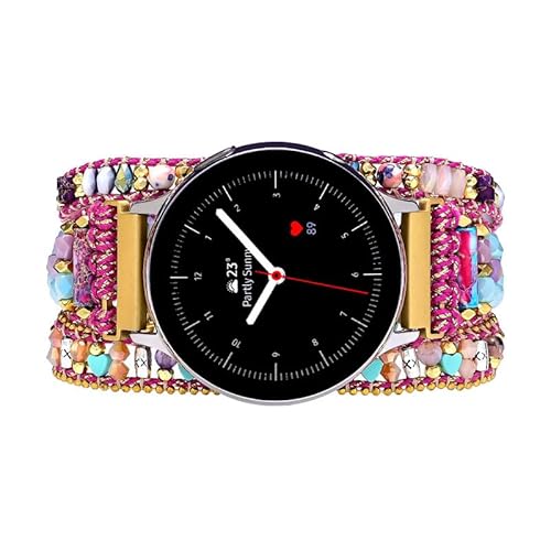 Boho Beaded Wraps Band Kompatibel mit Samsung Galaxy Watch 6 Band Classic 47/43/44/40mm,Frauen Männer 20mm Handmade Beaded Band für Galaxy Watch 5 Pro 45mm/3 41mm (M(20mm), I) von Juaupepo