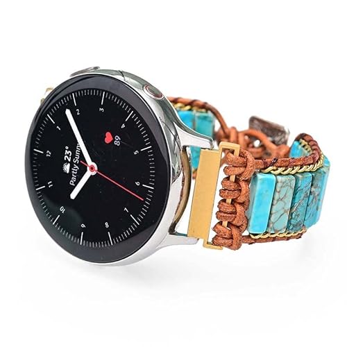 Juaupepo Boho-Armband mit Perlen, kompatibel mit Samsung Galaxy Watch 3, 41 mm, für Damen und Herren, 20 mm, handgefertigt, Naturstein, buntes Jaspis-Armband für Galaxy Watch 7/Watch 6/Watch 5 4 von Juaupepo