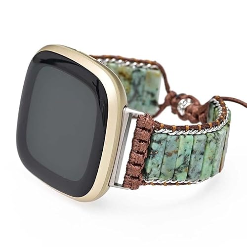 Juaupepo Boho-Stein-Armband, kompatibel mit Fitbit Versa 4/Versa 3/Sense 2/Sense, für Damen und Herren, handgefertigt, Naturstein, buntes Jaspis-Armband für Versa 2/Versa/Versa Lite (Versa 3, 9#) von Juaupepo