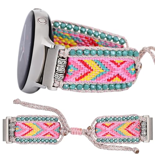 Juaupepo Geflochtenes Boho-Nylonband, kompatibel mit Samsung Galaxy Watch 3, 45 mm, 22 mm, für Damen und Herren, verstellbares Armband, atmungsaktiv und langlebig, Ersatz für Galaxy Watch 46 mm/Gear S von Juaupepo