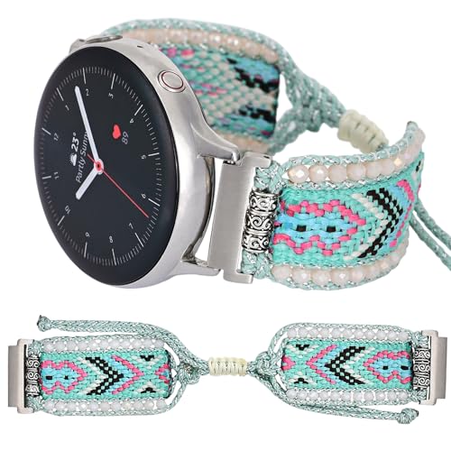 Juaupepo Geflochtenes Boho-Nylonband, kompatibel mit Samsung Galaxy Watch 3, 45 mm, 22 mm, für Damen und Herren, verstellbares Armband, atmungsaktiv und langlebig, Ersatz für Galaxy Watch 46 mm/Gear S von Juaupepo