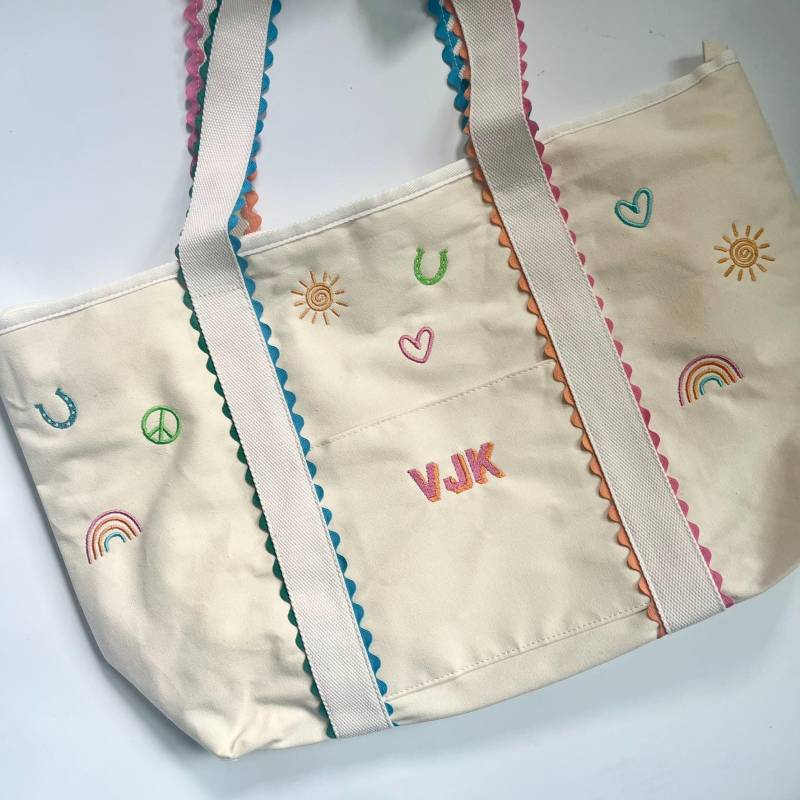 Personalisierte Tragetasche Gestickte Initiale & Symbol Geschenk von JubiGiftsbyJulia