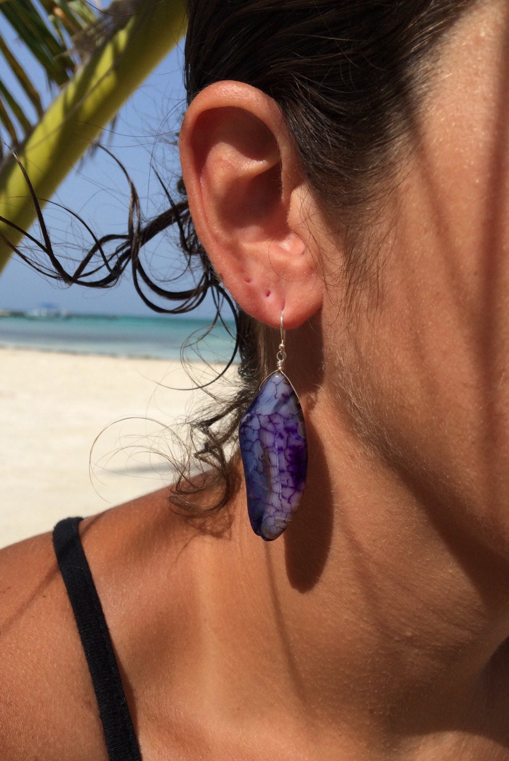 Große Blaue Achat Ohrringe. Sterling Silber Mutige Aussage Edelstein Schmuck. Handgemachtes Geschenk Für Sie. Boho Chic Ohrringe von JubilantGems