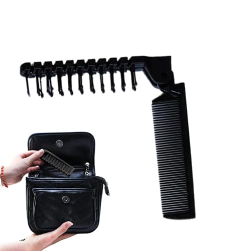 Faltbarer Haarkamm für Männer, zweiköpfiges Haarpinsel-Set, feiner Zahn-Make-up-Kamm, antistatisches und Styling-Werkzeug für Ausflugsdatum, Urlaub von Jubilofex