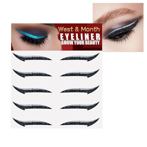 Glänzender Aufkleber für das Eyeliner-Modell, selbstklebend, für Augen und Augen, 5 Paar | Eyeliner-Aufkleber mit Glanzeffekt, Make-up-Aufkleber für Frauen und Mädchen von Jubilofex