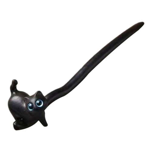 Holzkatze Haarnadel - Ebony Bun Stick, Brauthaarclip | Handgefertigter Haarschmuck Im Retro -Stil Für Damen, Dekoratives Hochsteckfrisur Für Zeremonie, Traditionelle Kopfbedeckung Für Brautjungfern Od von Jubilofex