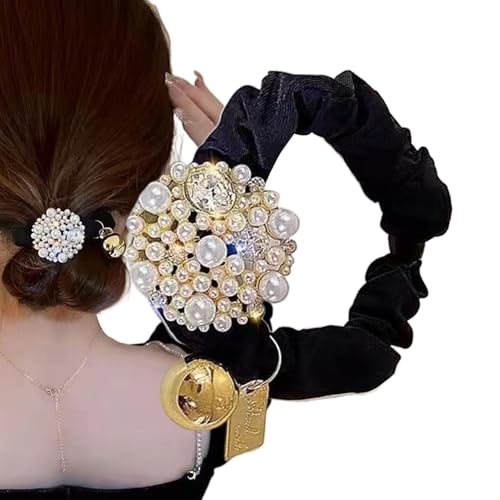 Jubilfex Perlenhaarkrawatte - Perlenhaarrunchies, Elastische Schwanzstütze Elastische Haarbänder | Horse Tail Support Für Frauen Und Mädchen, Modeperlenrunchies von Jubilofex